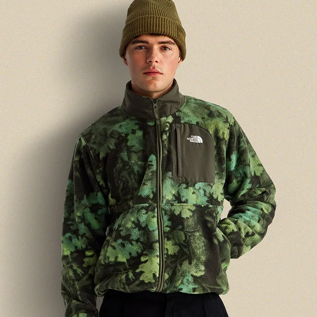Man wearing green camo fleece jacket