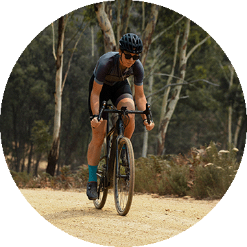 Cyclist on a dirt trail.