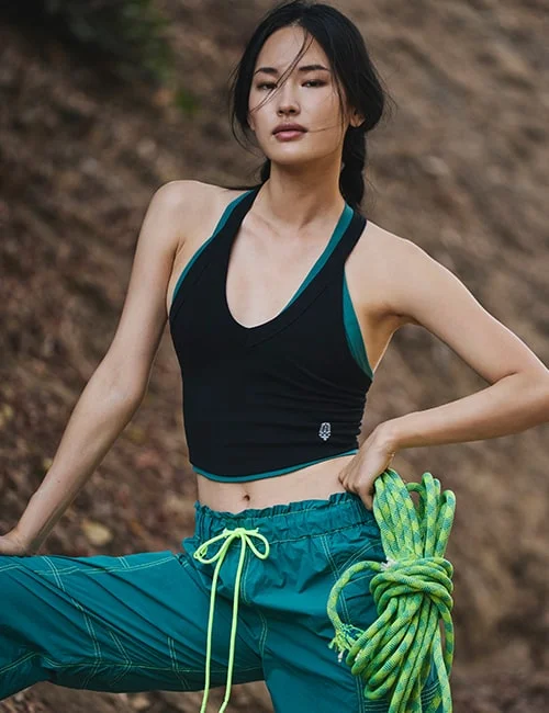 Woman with climbing rope.