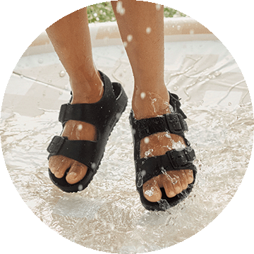 Black sandals.
