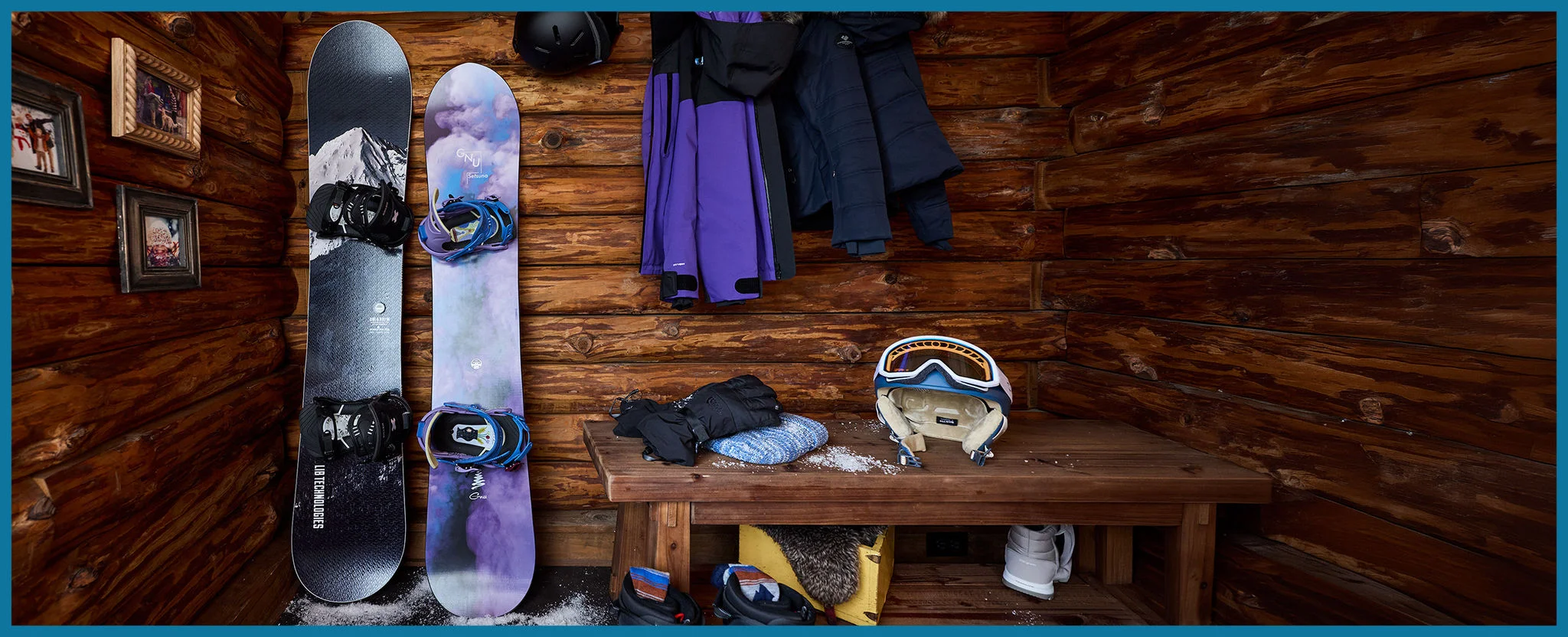 Collection of snow boarding gear.