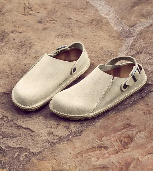 Tan suede sandals.