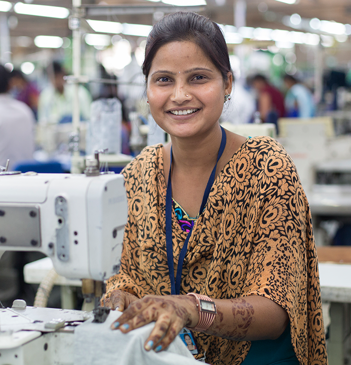 Woman sewing on a machine
