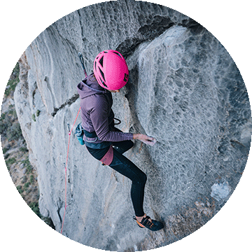 Woman climbing.