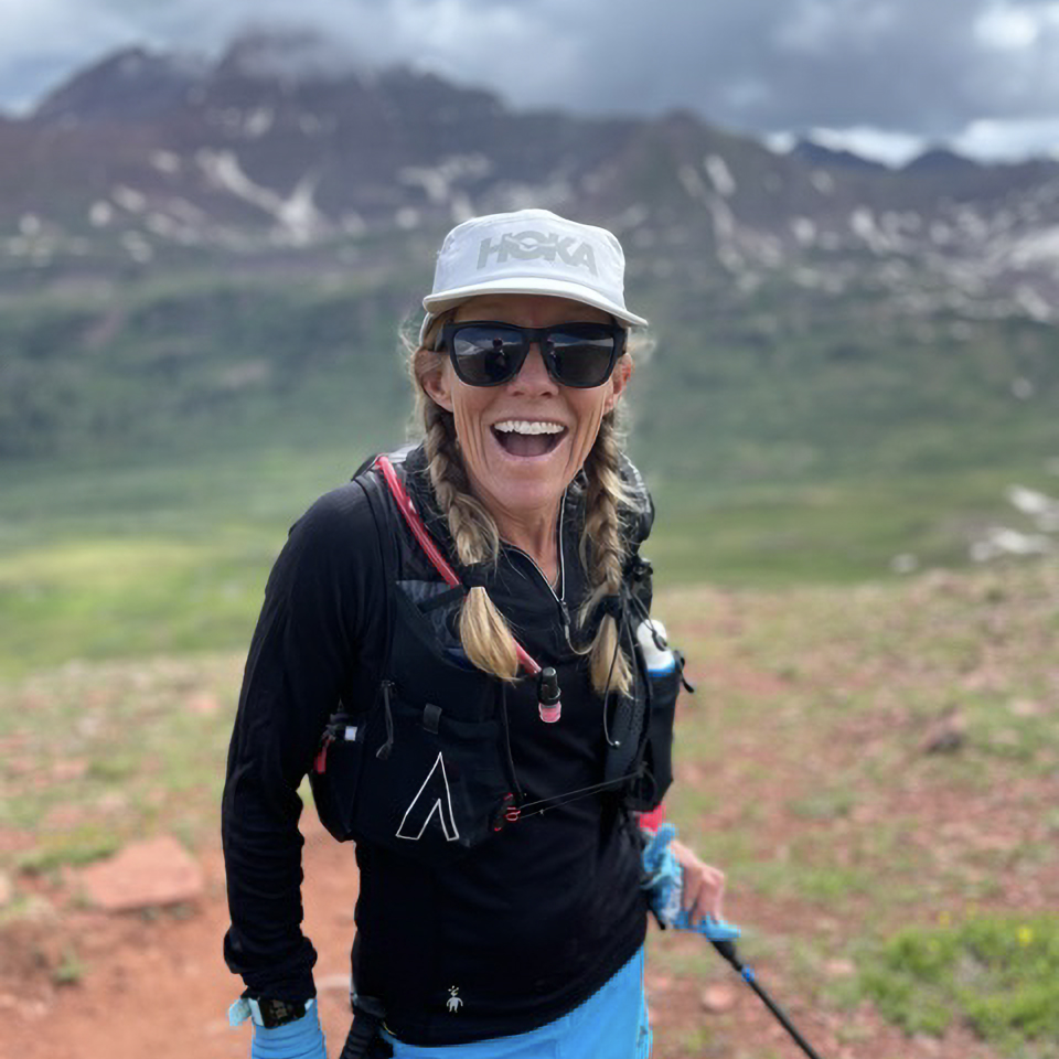  Darcy Piceu poses for a photo while out running in the mountains