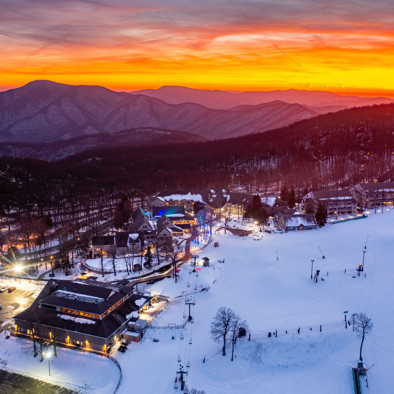 An ariel view of Wintergreen Resort