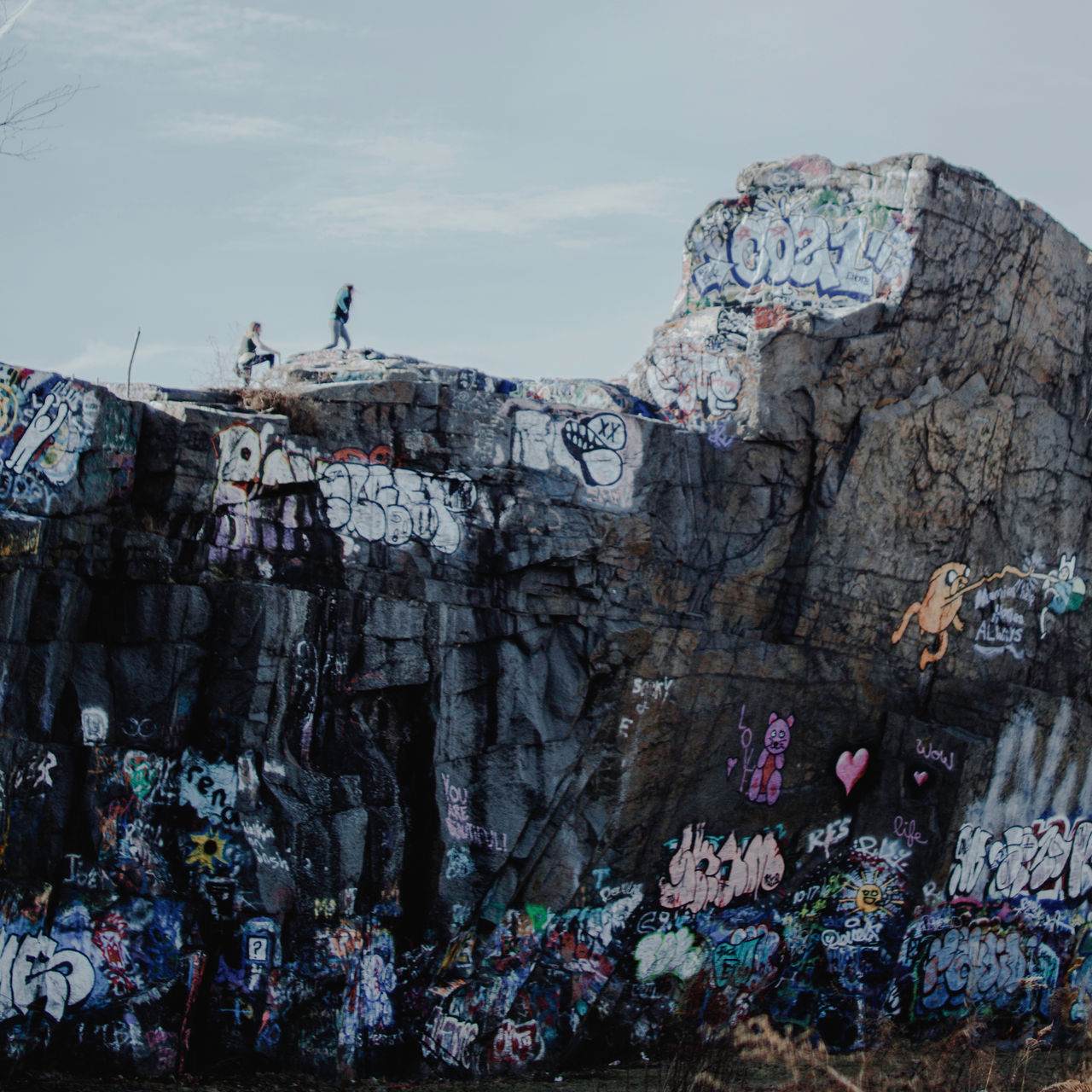 Two people at Quincy Quarries Reservation near Boston, Massachusetts