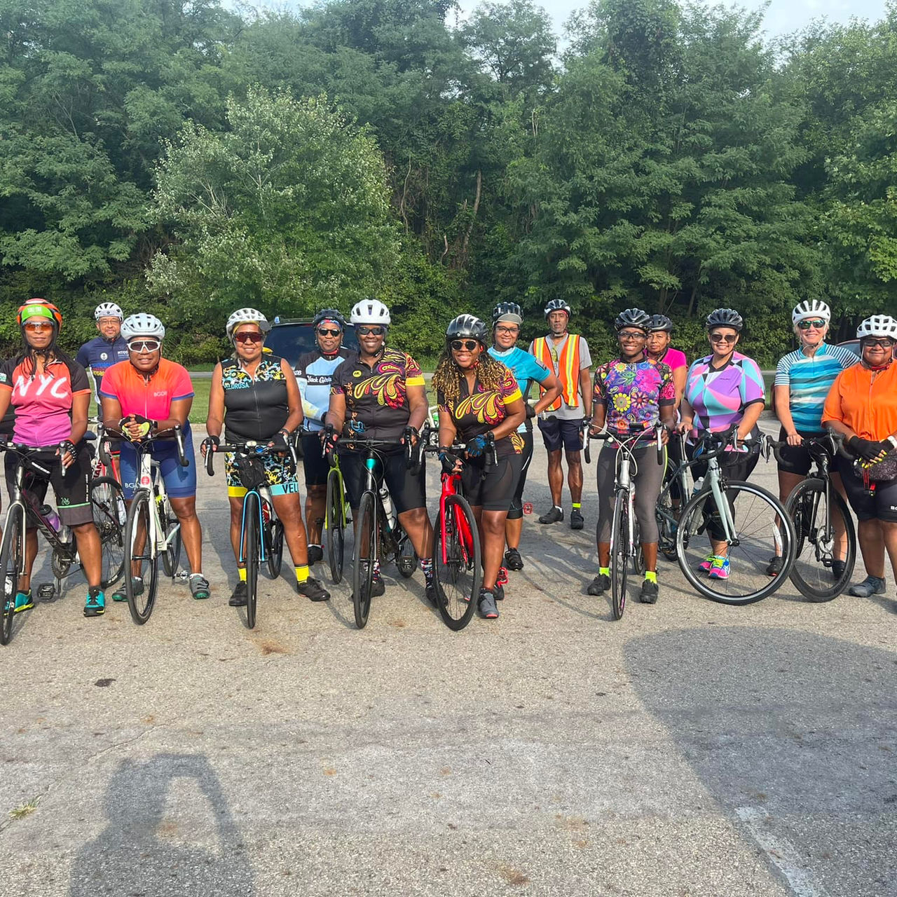 Bertie along with a group of women in Black Girls Do Bike