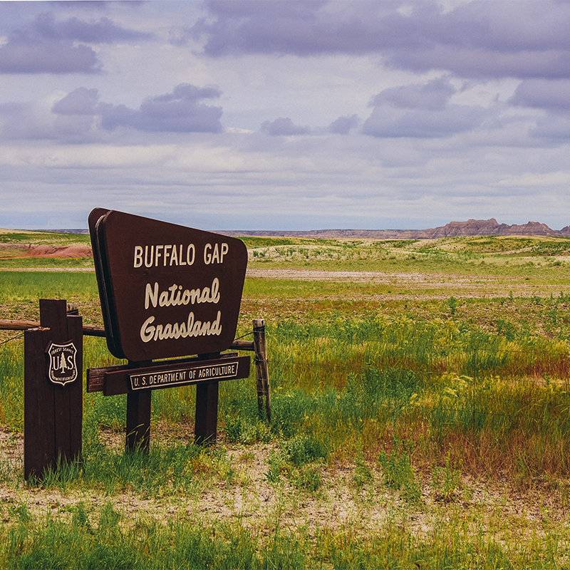 Buffalo Gap National Grasslands US Forest Service sign in South Dakota