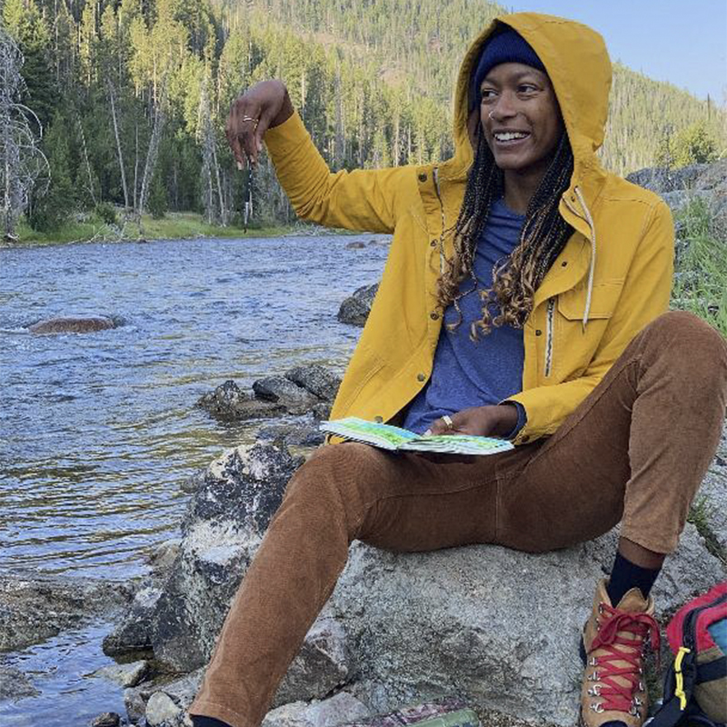 Latasha Dunston paints outside