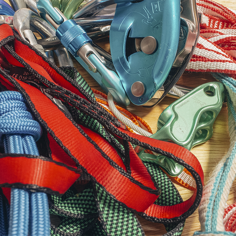 Climbing self-rescue ropes and gear