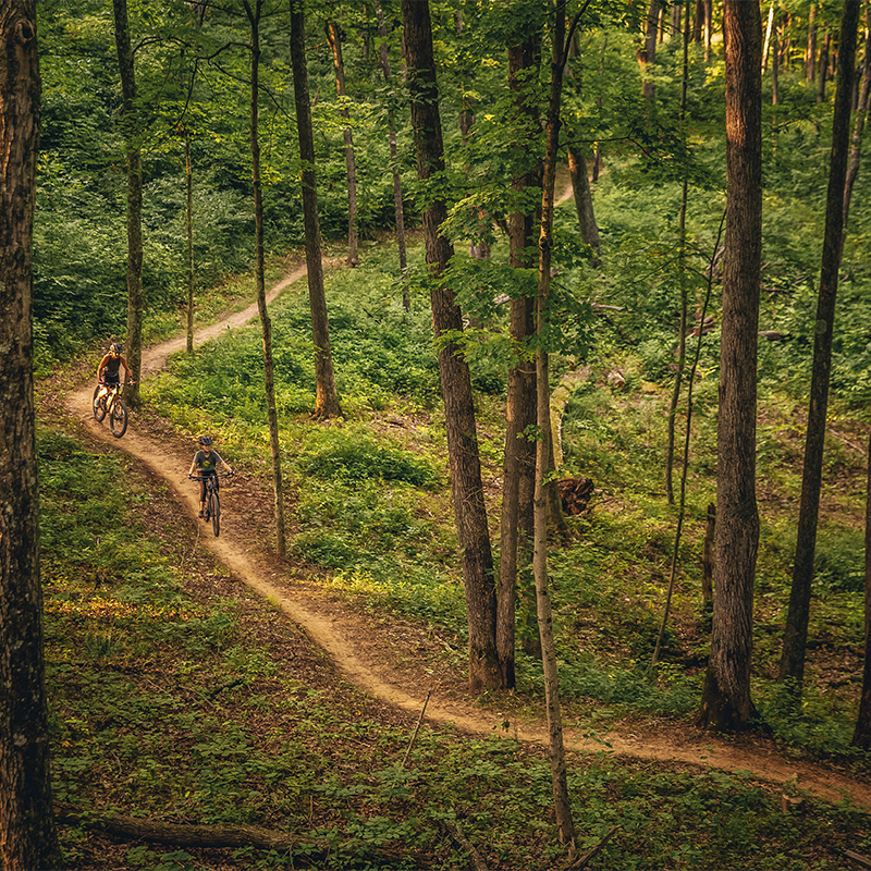 A woman and daughter, ride the trails at Baileys Trail System in Chauncey, Ohio. 