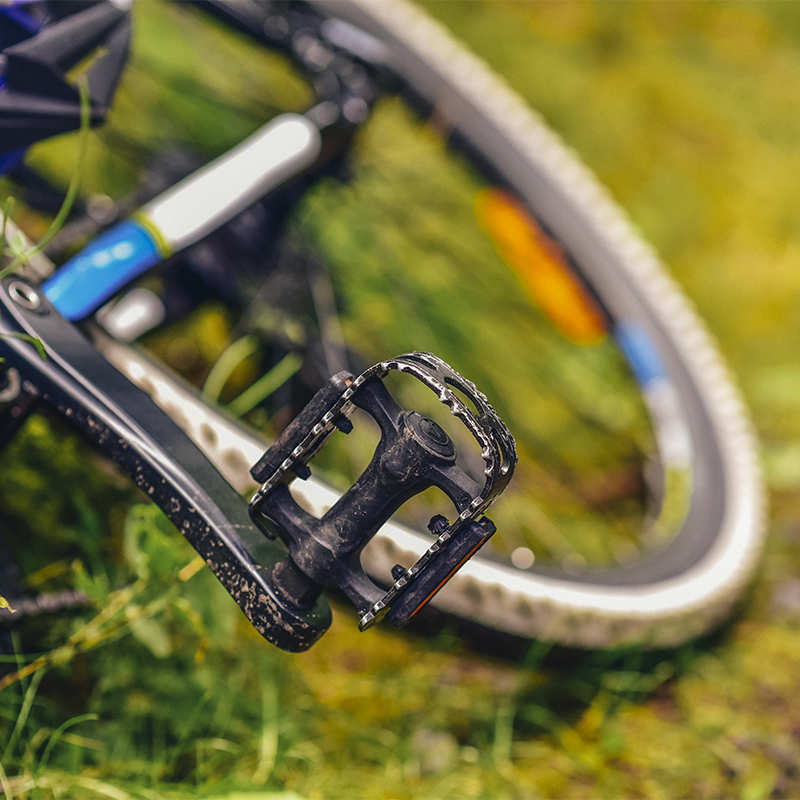 A close up image of a bike pedal 