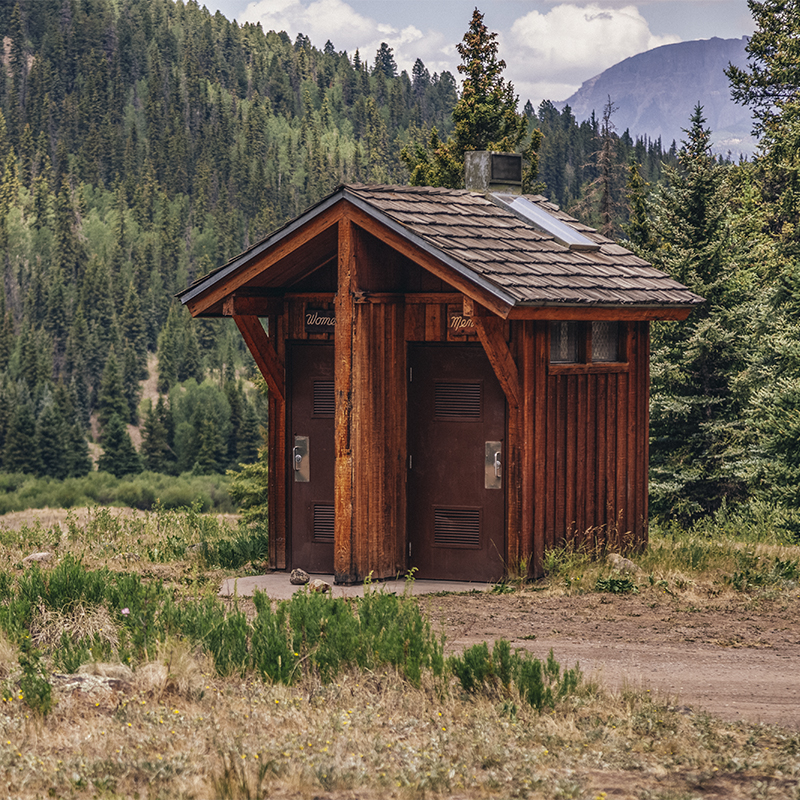 National Forest Campground Bathroom in the Colorado Rocky Mountains