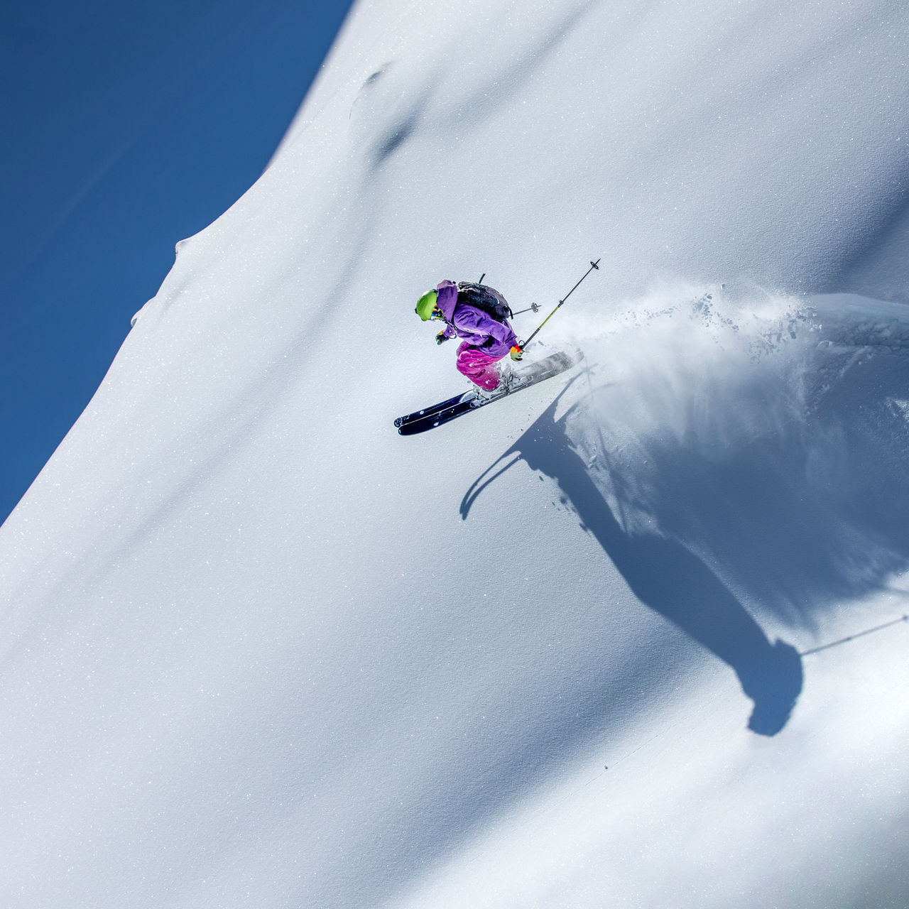 Freeride skiing downhill