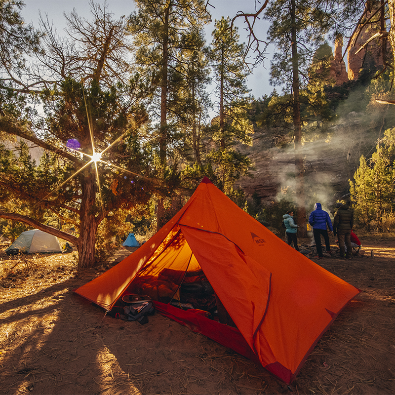 Campers near tents at Bears Ears National Monument