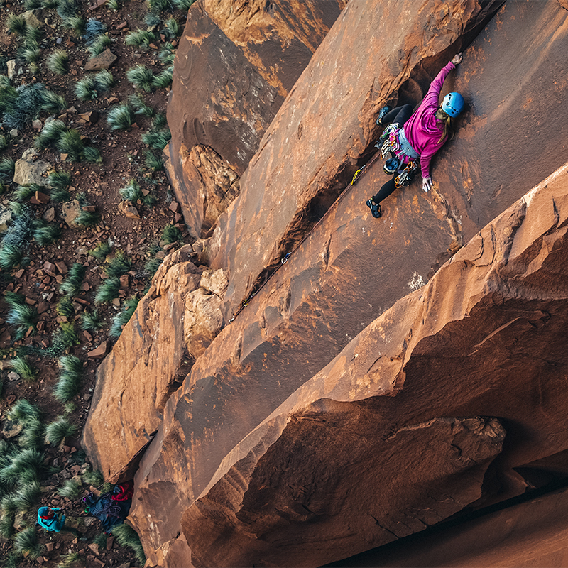 Woman climbing at Indian Creek in Bears Ears National Monument