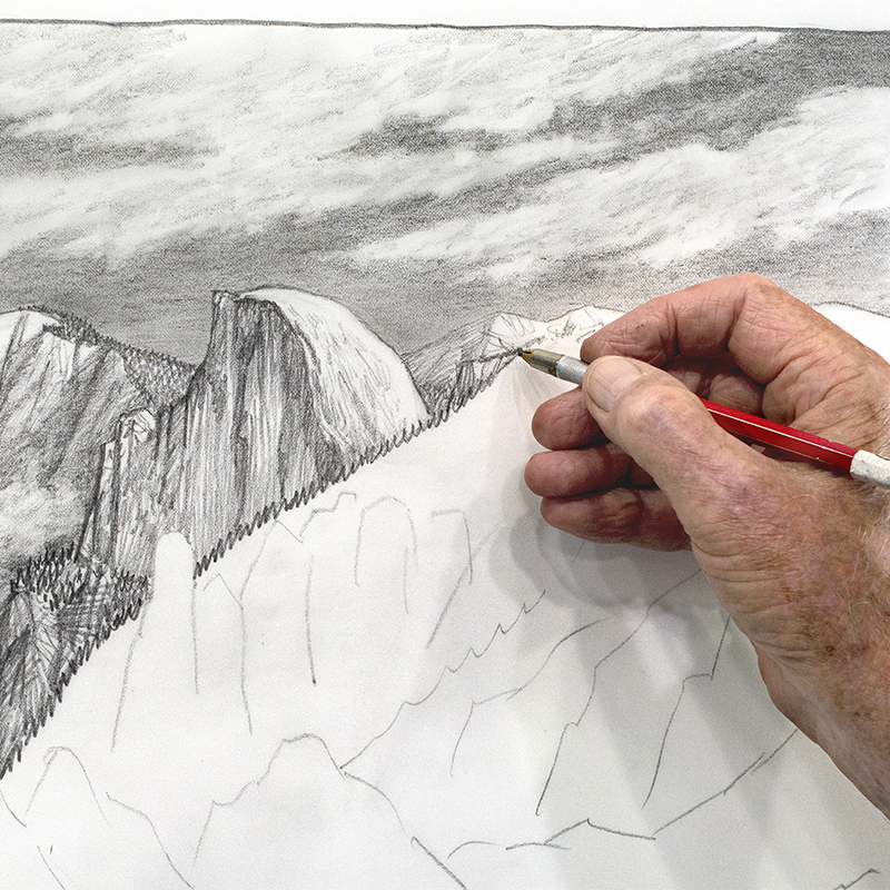 James Niehues works on half dome for the American Landscape Project in his home studio in Parker, Colorado 