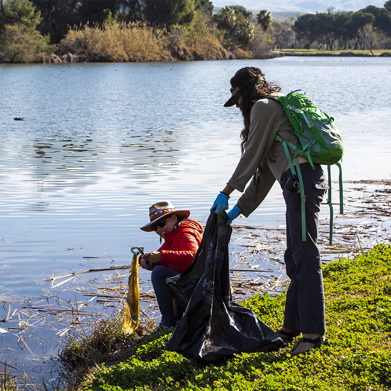 Members of the Hispanic Access Foundation help in a cleanup