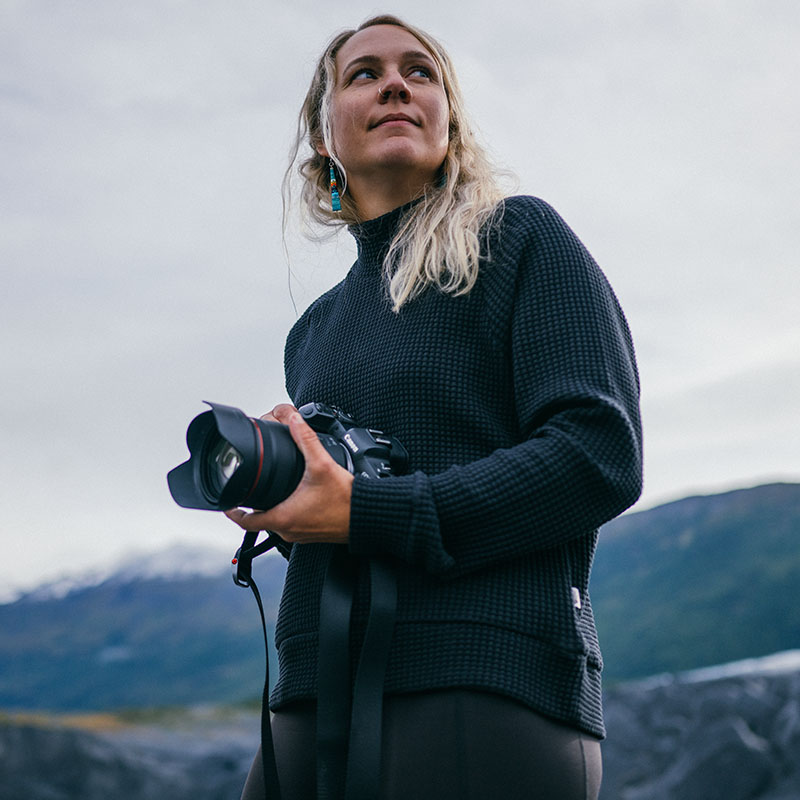 Emily Sullivan holding a camera