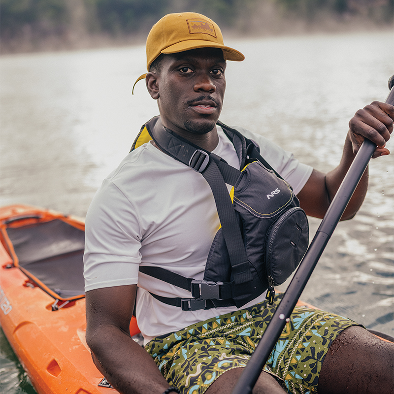 A man kayaking.