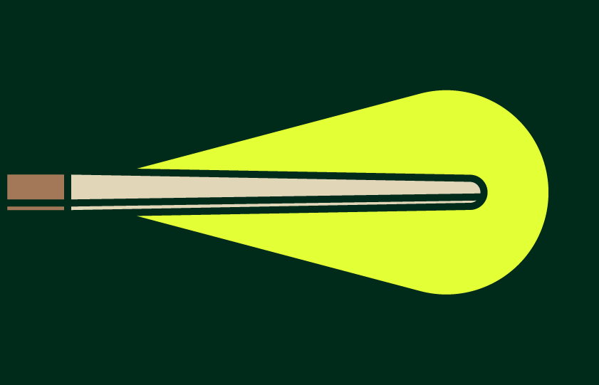 Illustration of highlighted tear-drop shaped paddle blade.