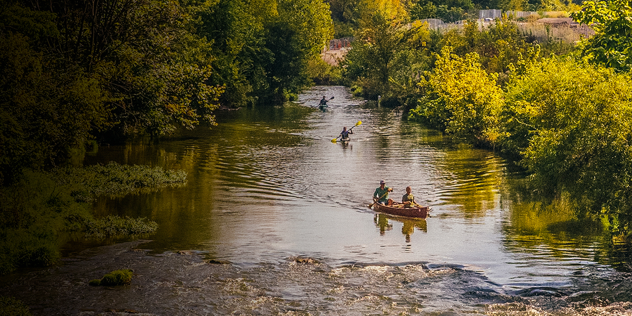 Canoe and kayakers at uck Creek along the ECO Sports Corridor