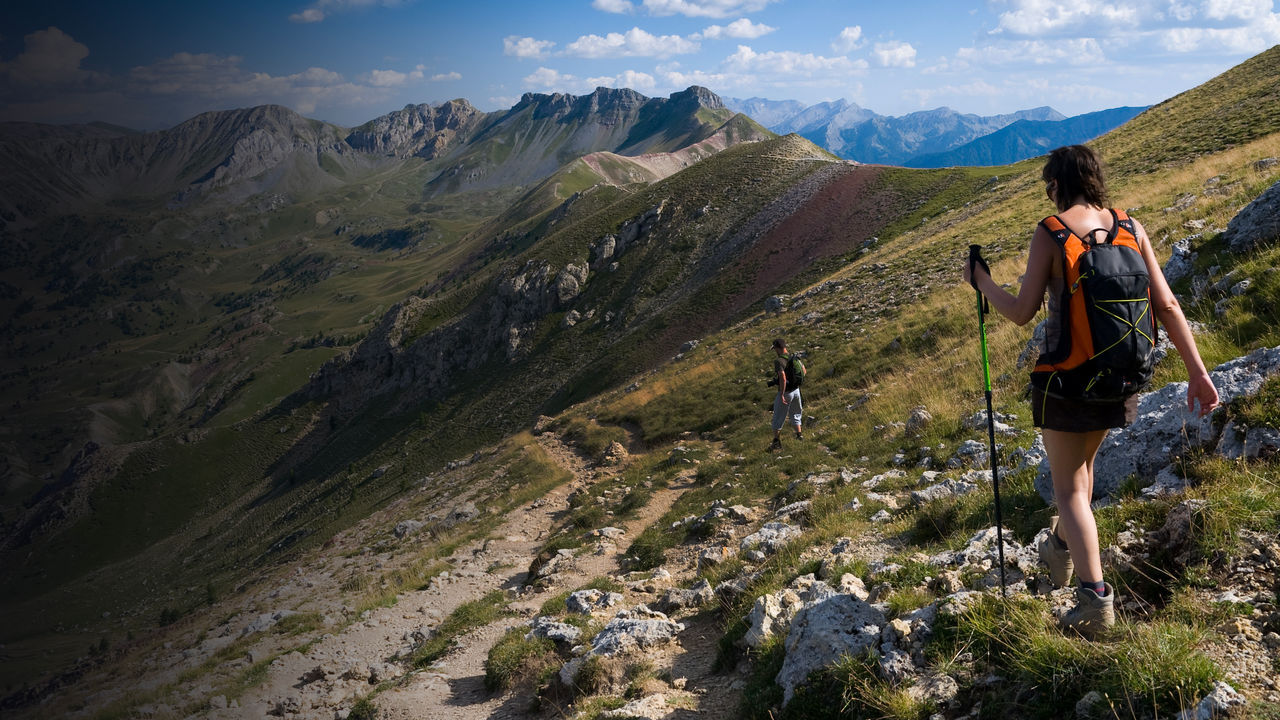 Two hikers in the high alpine