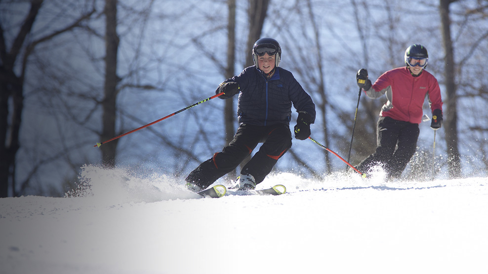Skiiers ski at Pats peak