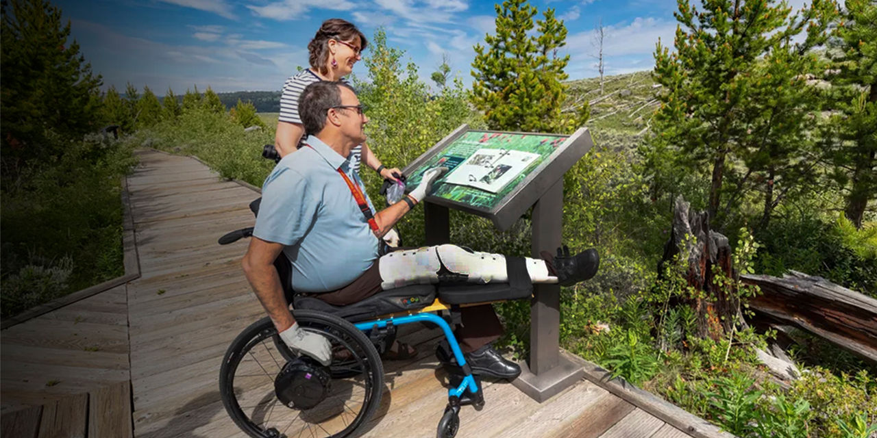 A 1/2-mile boardwalk starting at the Forces of the Northern Range parking area is wheelchair-accessible and includes wayside exhibits in Yellowstone National Park.