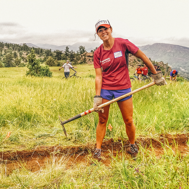 Gina Lucrezi doing trail maintenance work