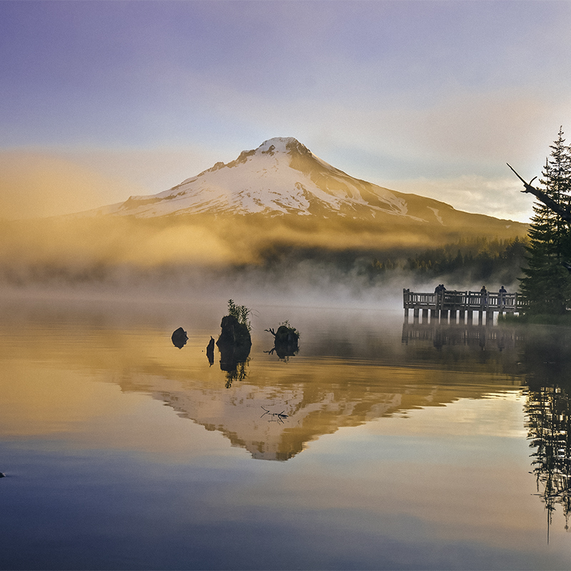 The Mount Hood reflection in Trillium Lake, Mount Hood National Recreation Area
